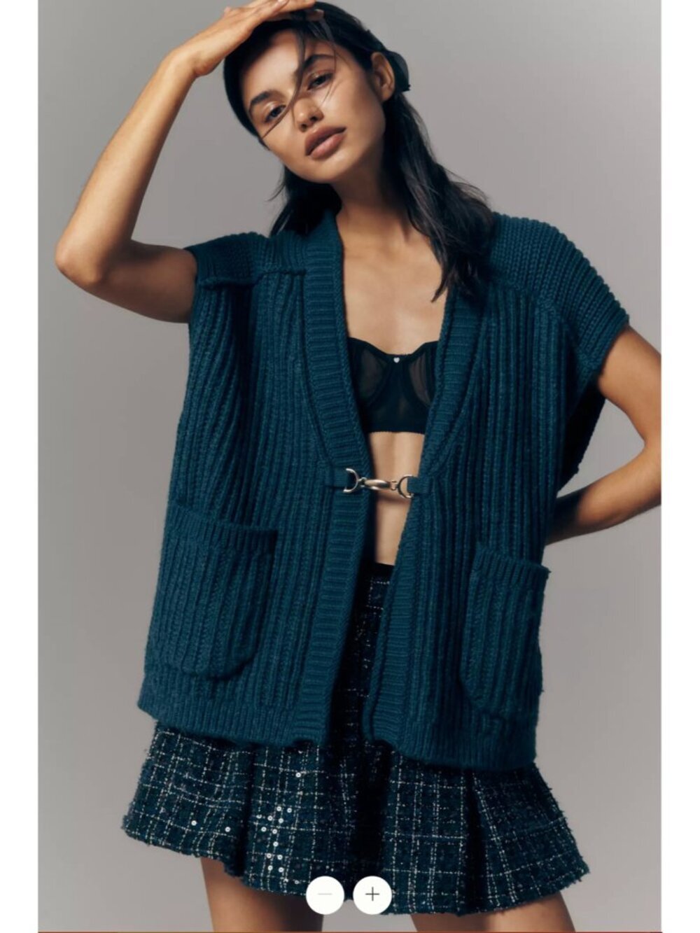 Maeve Sleeveless V-Neck Buckle Cardigan Sweater Vest M - Picture 3 of 4